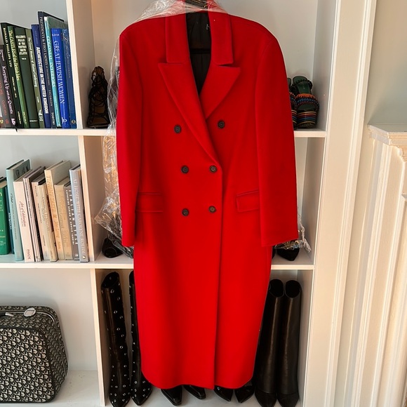 Vibrant Red Double-Breasted Coat